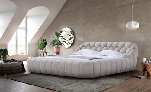 Eastern King Divani Casa Yolonda - Modern Beige Fabric Bed / VGEV-A127-BED-BGE-EK