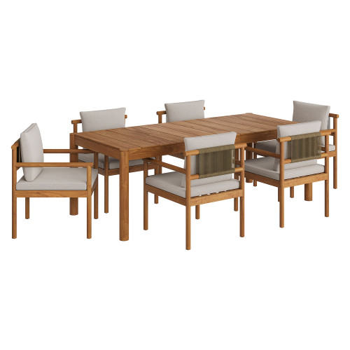 Eleni 7 Piece Outdoor Patio Teak Wood Dining Set by Modway / EEI-7563