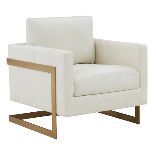Prince - Contemporary Cream Fabric + Gold Accent Chair / VGRHRHS-AC-255-WHT-CH