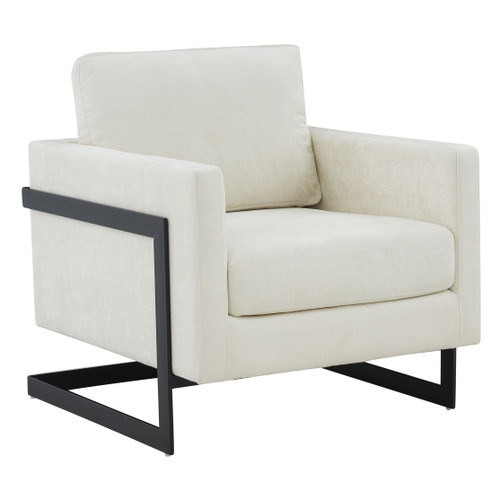 Prince - Contemporary Cream Fabric + Black Accent Chair / VGRHRHS-AC-257-WHT-CH