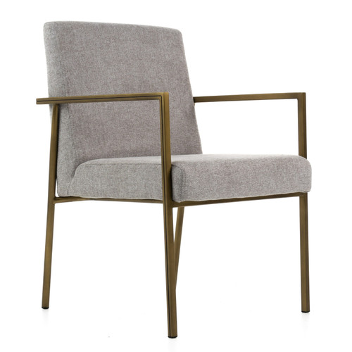 Burnham - Modern Light Grey & Brass Arm Dining Chair / VGGA-6960CH-1-WHT-B-DC