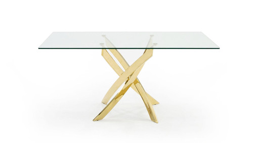 Pyrite Modern Glass and Gold Dining Table / VGEW-2133EE-G