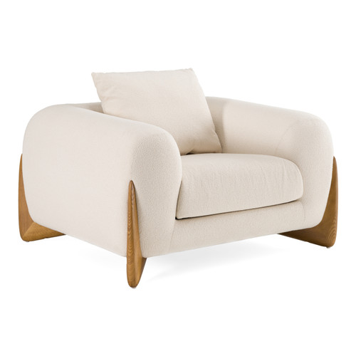 Fleury - Contemporary Cream Fabric and Walnut Lounge Chair / VGCS-21073-CH
