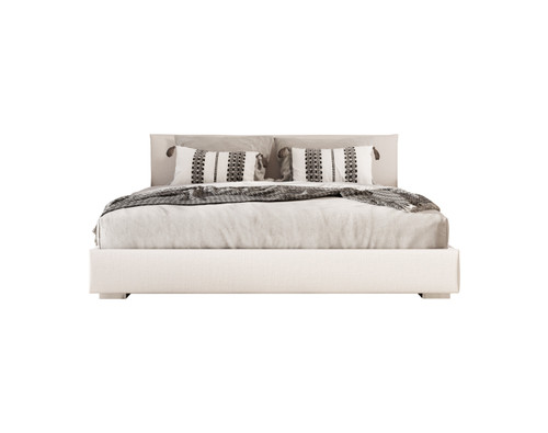 Sogno - Italian Modern Beige Fabric Low Headboard EK Bed / VGAC-SOGNO-BED-EK
