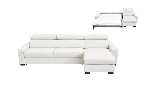 Sacha - Modern White Leather Reversible Sectional Sofa Bed with Storage / VGNT-SACHA-E3018-W