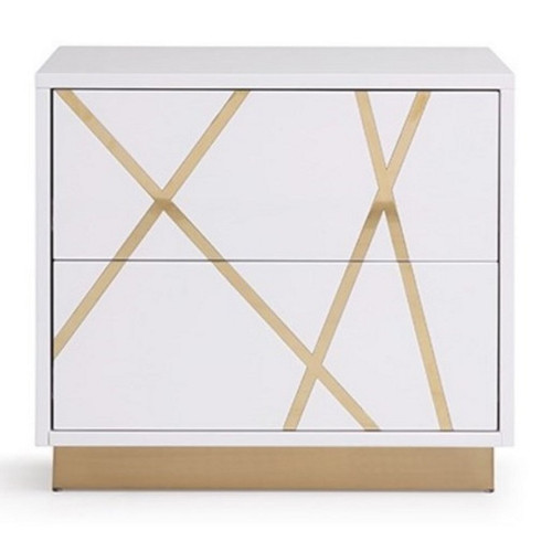 Nixa Modern Wide White and Gold Nightstand / VGVCN1909-WHT-1-W
