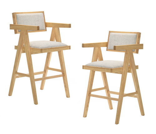 Fern - Modern Natural and Beige Counter Stool Set of 2 / VGMA-MI-1116-BC-NB