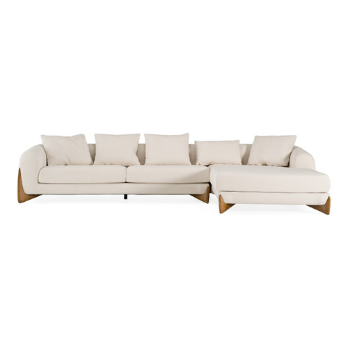 Fleury - Contemporary Cream Fabric and Walnut RAF Sectional Sofa / VGCS-21073-S-CW-RAF
