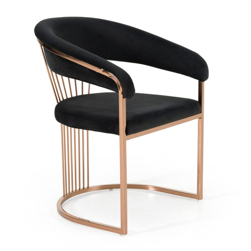 Linda - Modern Black Velvet and Rosegold Dining Chair / VGZA-Y429-RG-BLK-DC