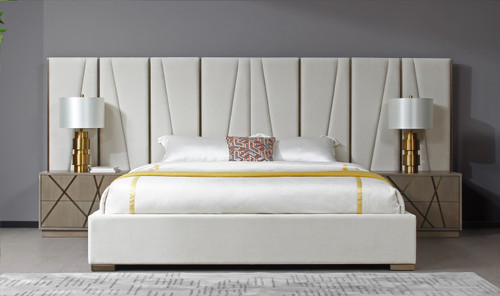 Nixa - Modern Beige Velvet + Brushed Bronze + Birch Bed + Nightstands-eastern / VGVC-BD1909-BED-NS-BGE-eastern-1