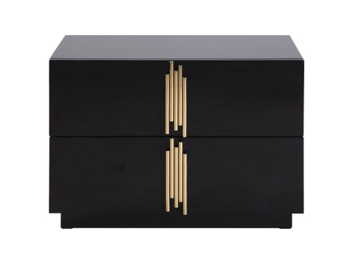 Token - Modern Black + Gold Wide Nightstand / VGVC-N815-L-BLK