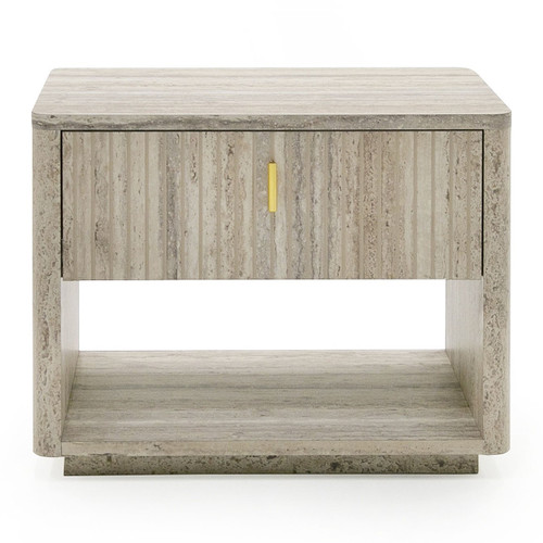 Roma - Modern Faux Travertine + Gold Nightstand / VGAN-ROMA-NS
