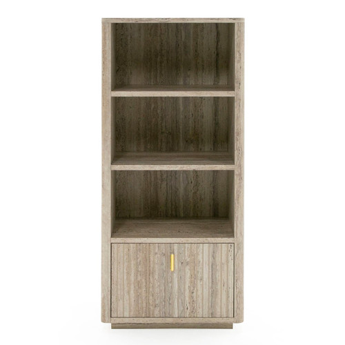 Roma - Modern Faux Travertine + Gold Bookcase / VGAN-ROMA-BOOK