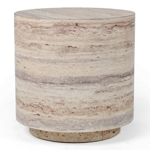 Roma - Modern Faux Travertine Round End Table / VGAN-ROMA-RND-ET