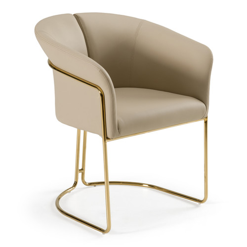 Renfew - Modern Beige Vegan Leather + Champagne Gold Dining Chair / VGVCB2278-BGE