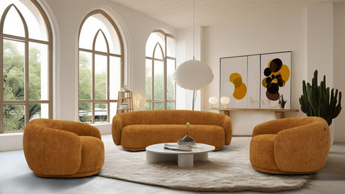 Andrew - Modern Orange Fabric Sofa Set / VGEV-B1830-SOFA-SET-ORG