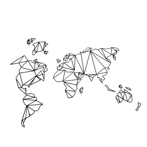 World Map - Black Metal Wall Hanging / VGATATC-MAP