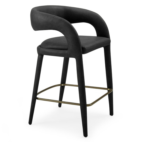 Faerron - Modern Black Leatherette Counter Chair / VGEUMC-7182C-BLK
