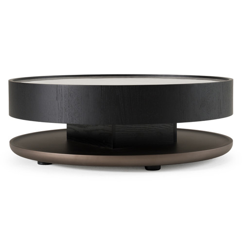 Miranda - Modern Ceramic + Black Oak Round Coffee Table / VGHBN459E