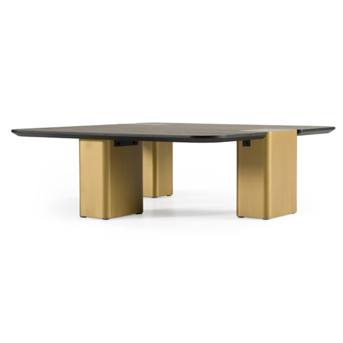 Harold - Modern Black Oak+ Brushed Gold Oak Square Small Coffee Table / VGHB467E
