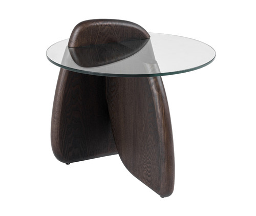 Buxton - Mid-Century Modern Glass + Dark Walnut End Table / VGOD-LZ-274E-END