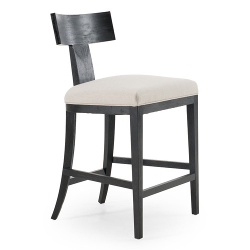 Fabien - Mid-Century Modern Beige Linen + Black Walnut Counter Chair / VGRH-RHS-CZHT01-BLK