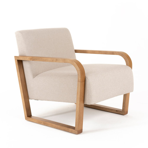 Sada - Mid-Century Modern Beige Linen + Chestnut Accent Chair / VGRH-RHS-AZHT04