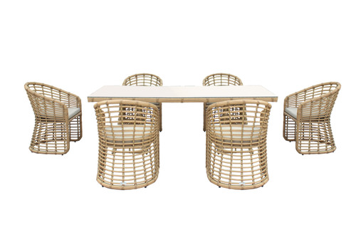 Mina - Outdoor Bamboo Wicker Dining Set / VGAT-RADS-261-SET