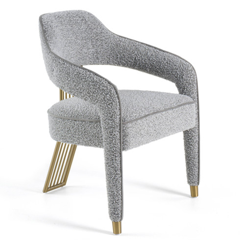 Kasem - Modern Grey Fabric + Gold Dining Chair / VGMF-D1204-GRY