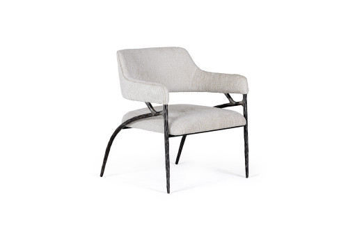 Ector - Modern Off-White Fabric + Forged Metal Accent Chair / VGMY-2915-OFF