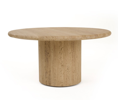 Lavaca - Modern Travertine Marble Round Coffee Table / VGBR-SBA-4800-CTSM