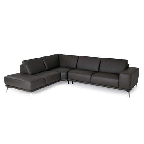 Soho - Italian Left Facing Grey Nirvana Fume Leather Sectional Sofa / VGDTSOHO-LAF-GRY-SECT-SOFA