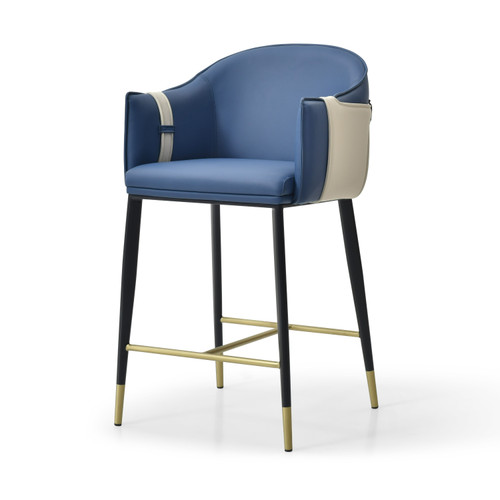 Calderon - Modern Blue & Beige Vegan Leather Counter Chair / VGVC-B065-BLUE