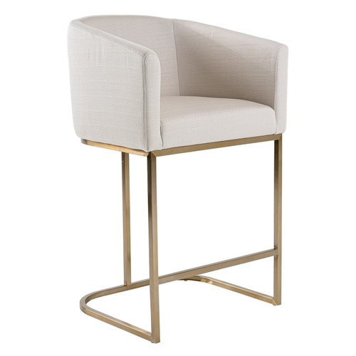 Yukon - Modern Off White Fabric & Brushed Brass Counter Chair / VGVC-B8362B-CC