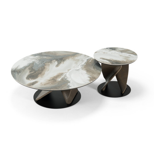 Schiff - Modern Marbled Ceramic Coffee Table Set / VGCS-EMA2-007-008