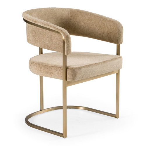 Sebastian - Modern Brown Fabric + Antique Brass Dining Chair / VGGA-6251CH-BRN
