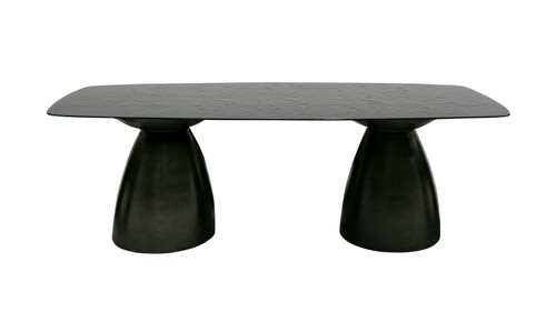 Calexico - Contemporary Black Wave Glass Wide Rectangular Dining Table / VGGMDT-1717B