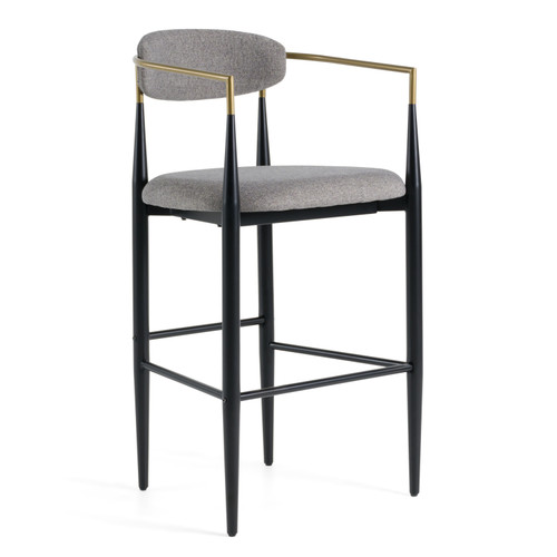 Buchtel - Mid-Century Modern Medium Grey + Gold Arm + Black Bar Chair / VGDW-J1314-MEDGRY