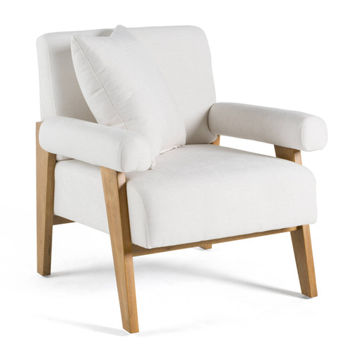 Cynthia - Modern White Fabric + Wood Accent Chair / VGRH-RHS-S204-1