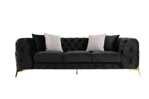 Clarice - Transitional Black Velvet Sofa / VGAH-SF1013-3-BLK