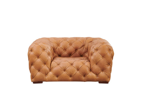 Dexter - Transitional Camel Full Italian Leather Lounge Chair / VGCA-114-CHR-BRN