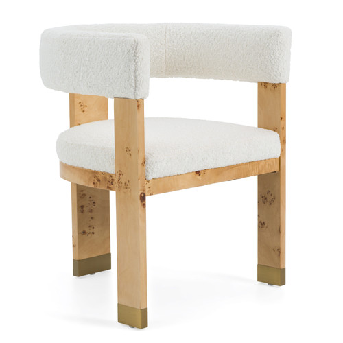 Letha - Modern Cream Fabric + Burl Dining Chair / VGMY-3805-AC-CRM