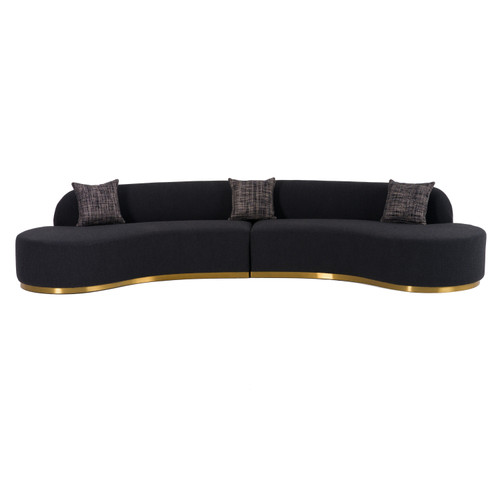 Frontier - Glam Black Fabric Curved Sectional Sofa with Grey Pillows / VGOD-ZW-943-BLK