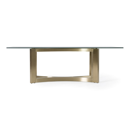 Mingus - Modern Glass + Brushed Brass Rectangualr Dining Table / VGVC-T23966
