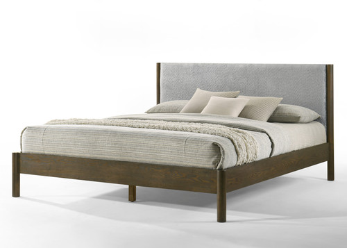 Eastern King Modrest Carolina - Modern Grey Fabric + Wenge Bed / VGMA-BR-167-BED-WNG-EK