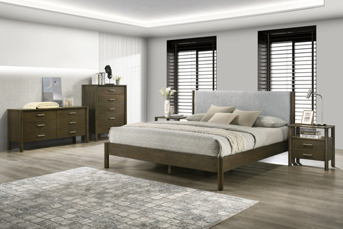 Eastern King Modrest Carolina - Modern Grey Fabric + Wenge Bedroom Set / VGMA-BR-167-SET-WNG-EK