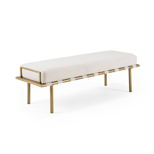 Hathaway - Modern Beige Fabric + Antique Brass Dining Bench / VGGA-GA-8668BE-BGE