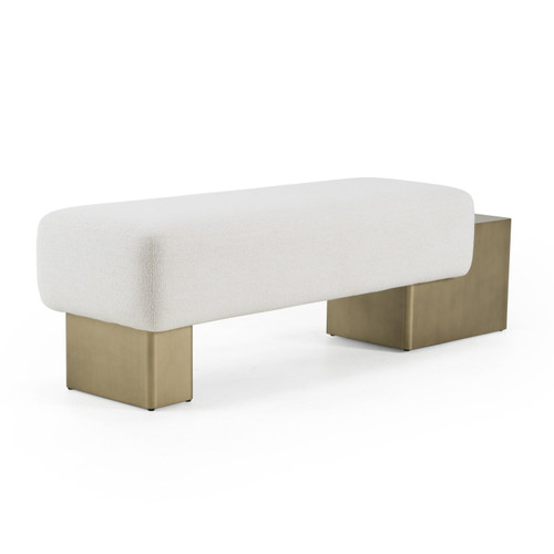 Triumph - Contemporary Off-White Fabric + Antique Brass Bench / VGFA-CH2500