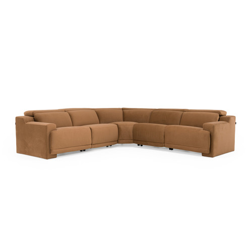Horton - Modern Brown Fabric Sectional w/ 3 Recliners / VGKV-KM.6372-BRN