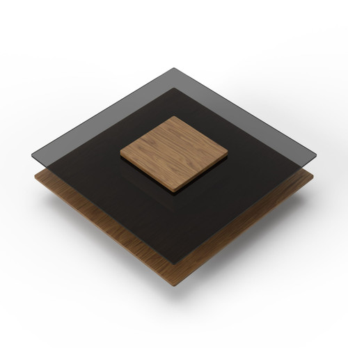 Clarion - Modern Walnut & Grey Glass Coffee Table / VGBB-LE638E-WALGRY